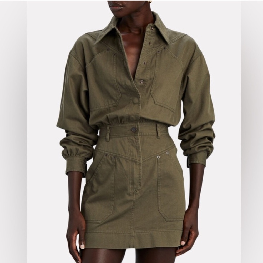 Shona Joy Army Olive Green Cargo Mini Dress